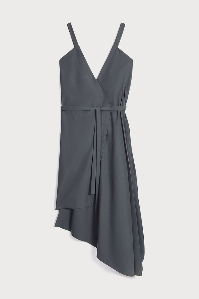 ports 1961 PLEATED WRAP DRESS 946-SMOG