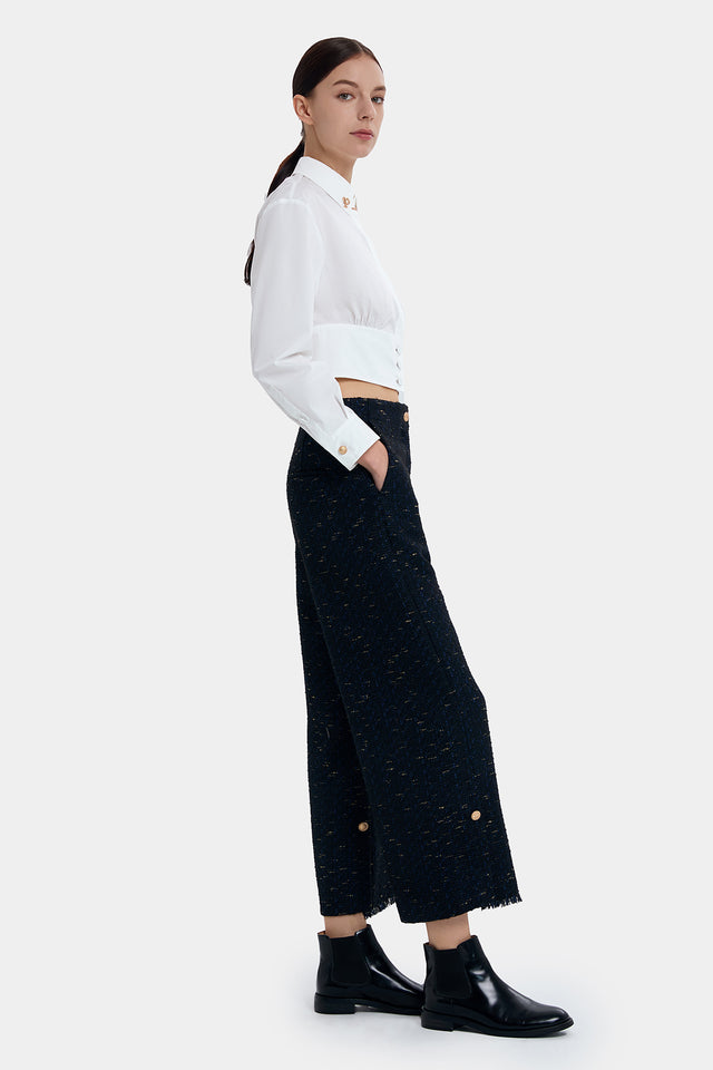 Ports 1961 RETRO P PINS CROPPED WHITE SHIRT CREAM