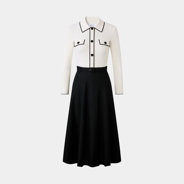 ports 1961 RETRO STAND COLLAR DRESS BLACK
