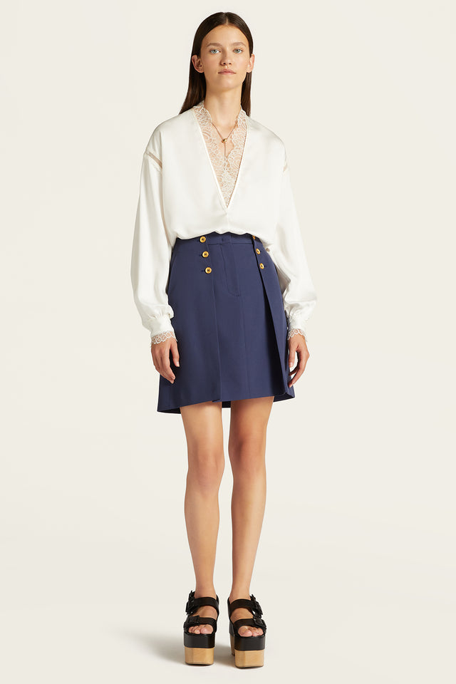 Ports 1961 ROYAL A-LINE SAILOR SKIRT BLUE