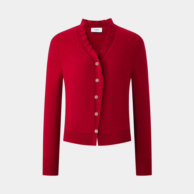 ports 1961 RUFFLE TRIM CARDIGAN ADRENALINE RUSH