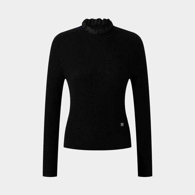 ports 1961 RUFFLE TURTLENECK KNITWEAR BLACK