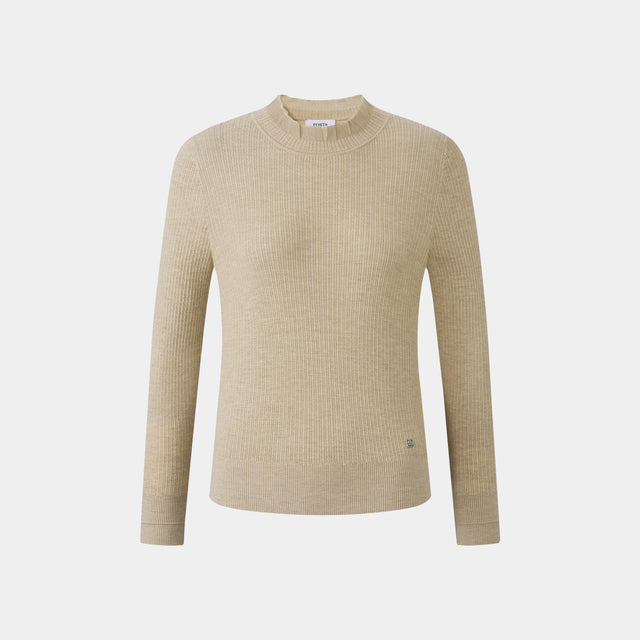 ports 1961 RUFFLE TURTLENECK KNITWEAR LATTE