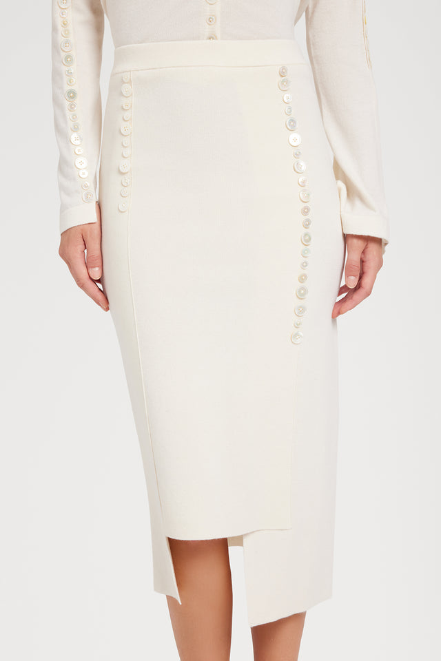 Ports 1961 SIDE BUTTONS WHITE SKIRT 171-IVORY