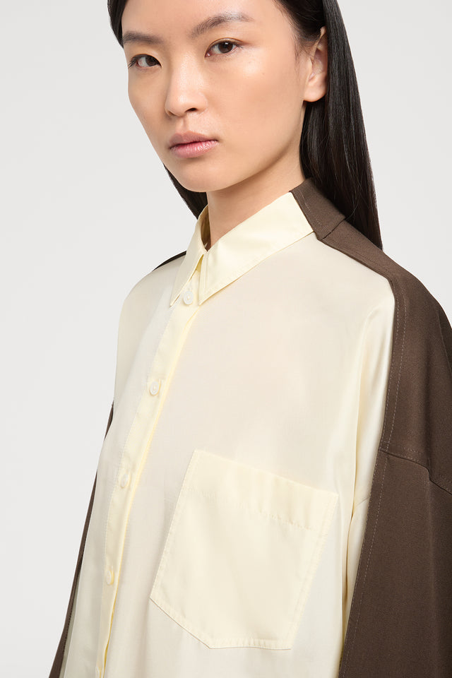 Ports 1961 SILK CONTRAST SHIRT M15-VANILLA&BWN