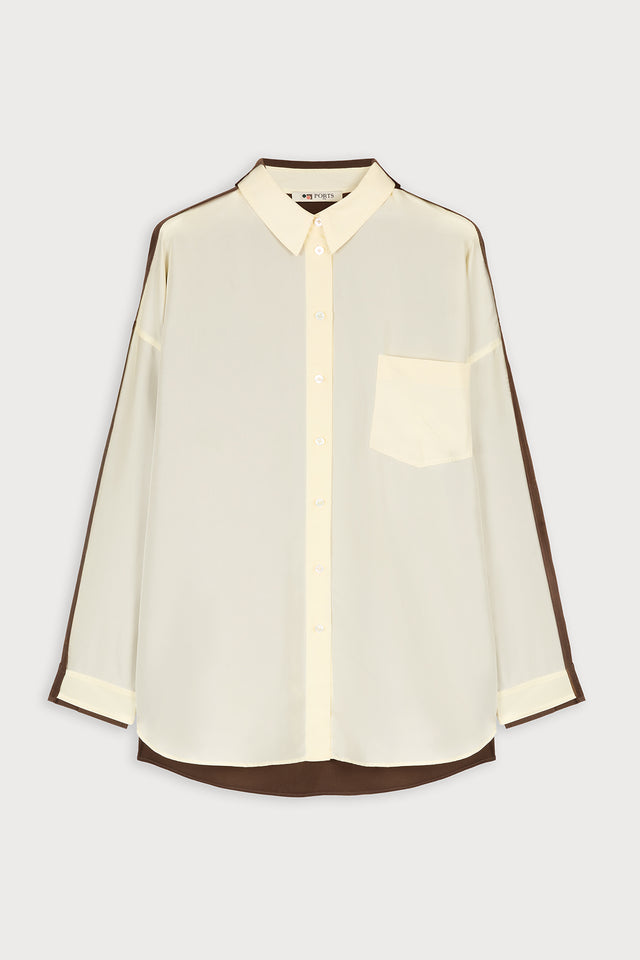 ports 1961 SILK CONTRAST SHIRT M15-VANILLA&BWN