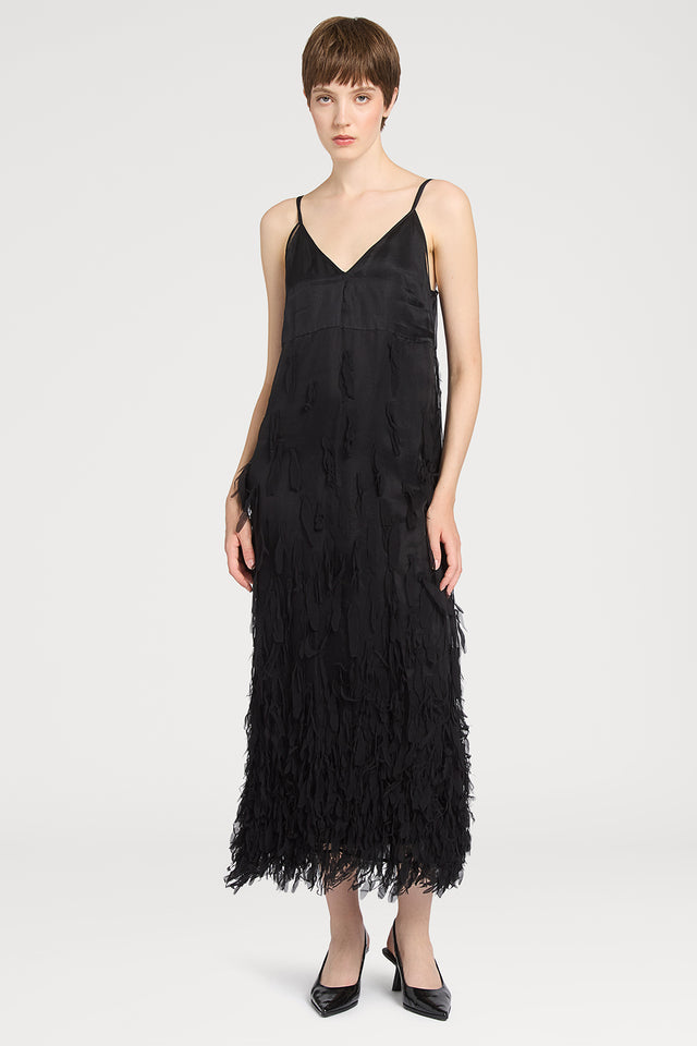 Ports 1961 SILK FEATHER DRESS 999-BLACK