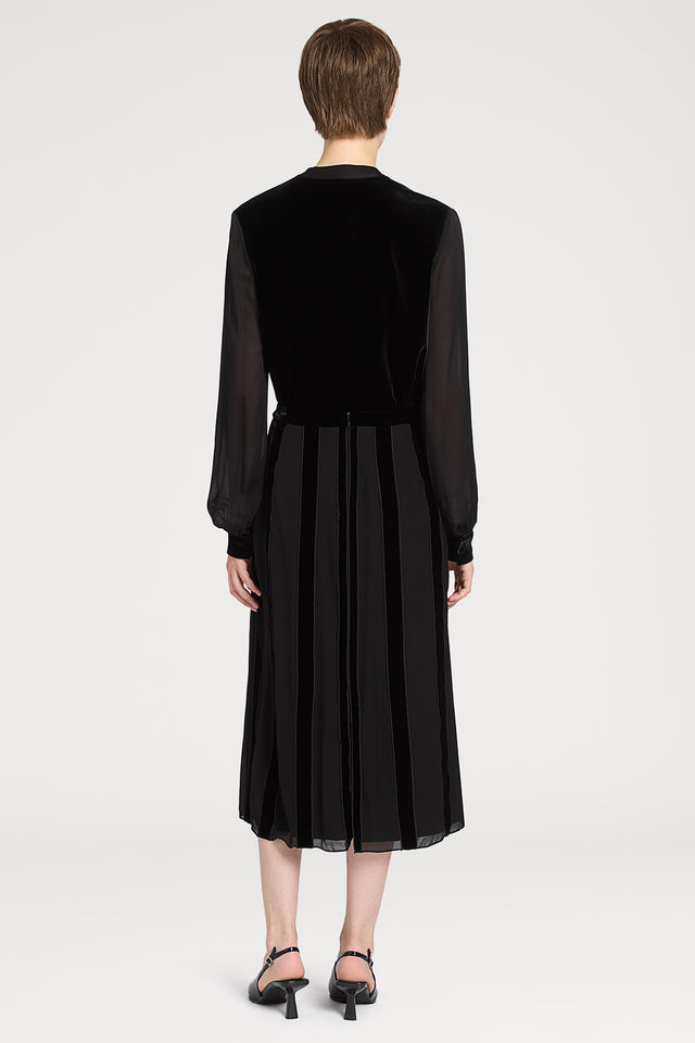 Ports 1961 SILK STRIPED BLOUSE 999-BLACK