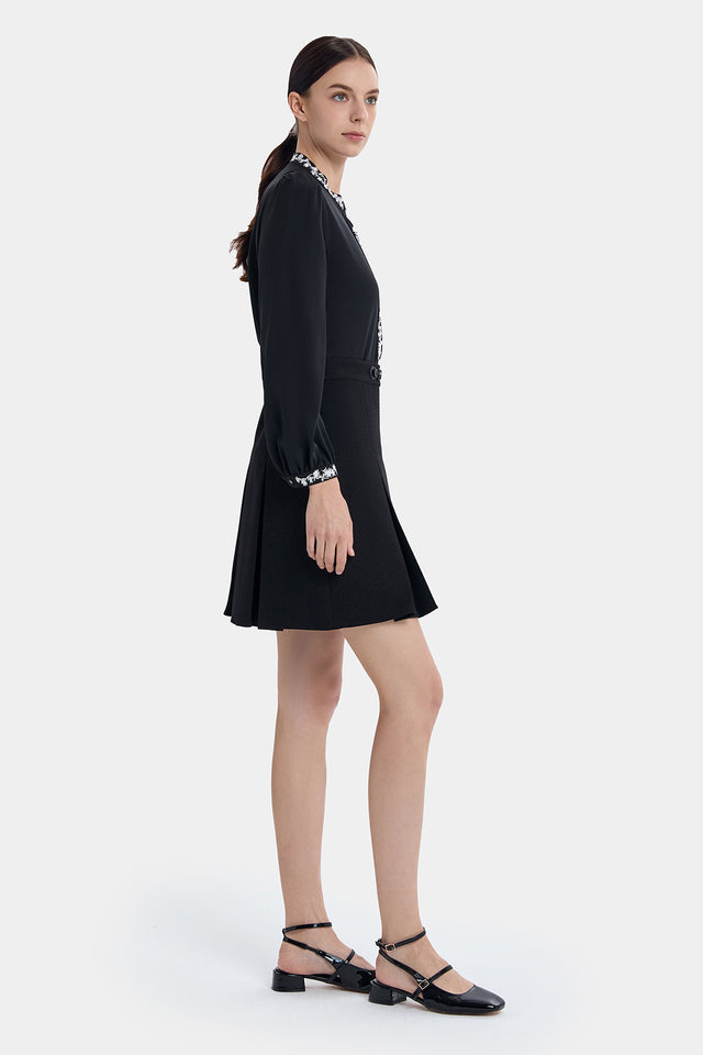 Ports 1961 SILVER FLORAL EMBROIDERY SHIRT BLACK