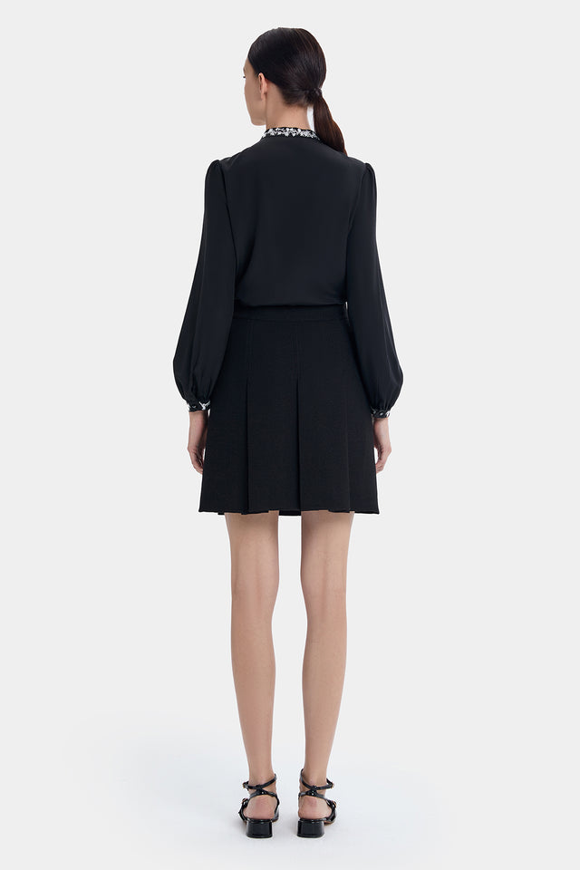 Ports 1961 SILVER FLORAL EMBROIDERY SHIRT BLACK