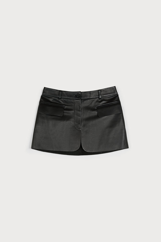ports 1961 SLEEK ZIP LEATHER SKIRT 999-BLACK