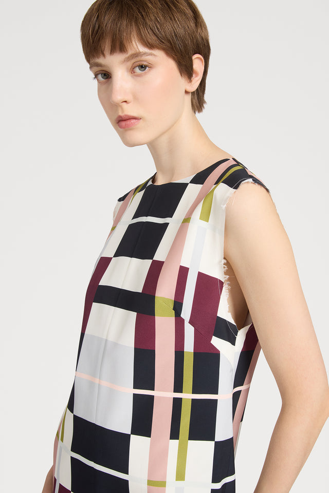 Ports 1961 SLEEVELESS CHECKED DRESS P92-CHECK BIG