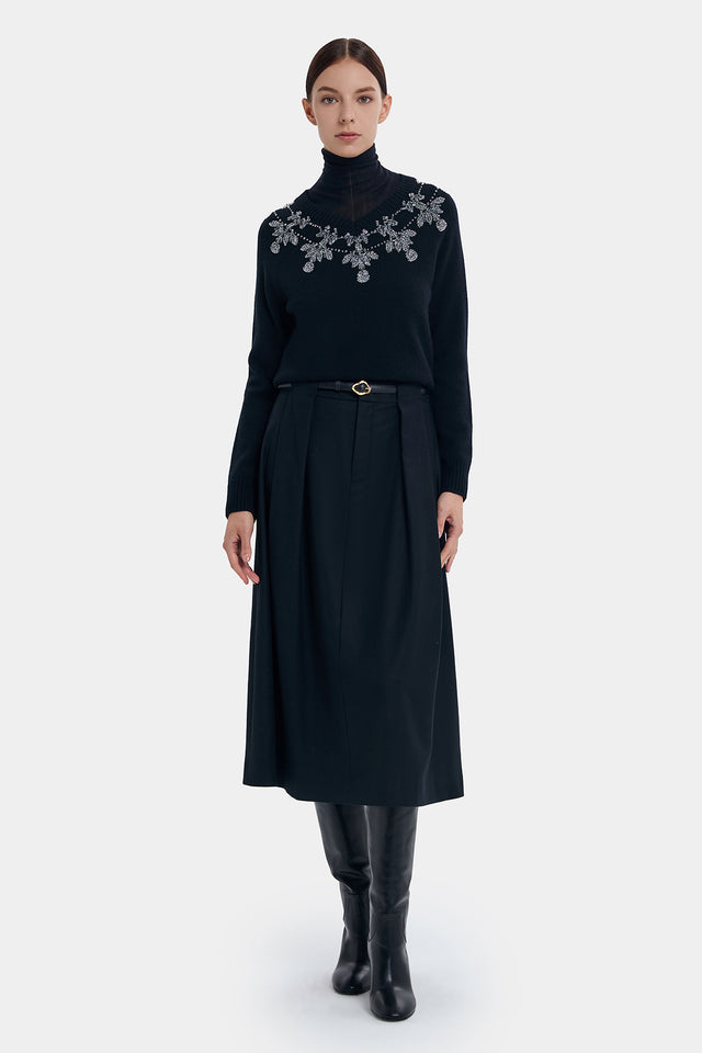 Ports 1961 SNOWFLAKE WOOL CASHMERE KNITWEAR BLACK