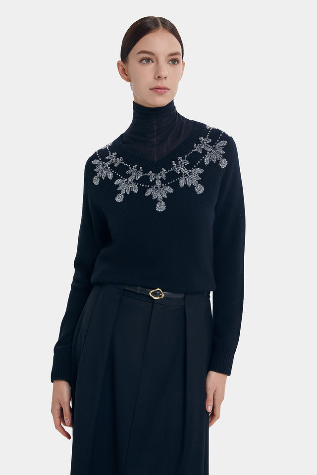 Ports 1961 SNOWFLAKE WOOL CASHMERE KNITWEAR BLACK