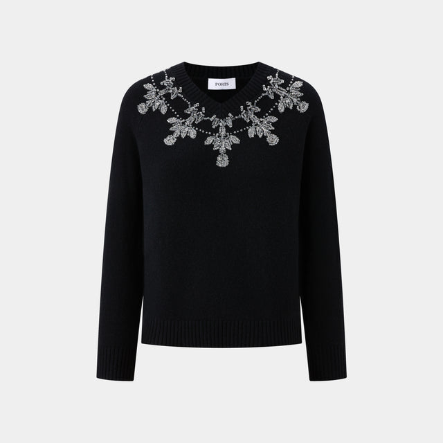 ports 1961 SNOWFLAKE WOOL CASHMERE KNITWEAR BLACK