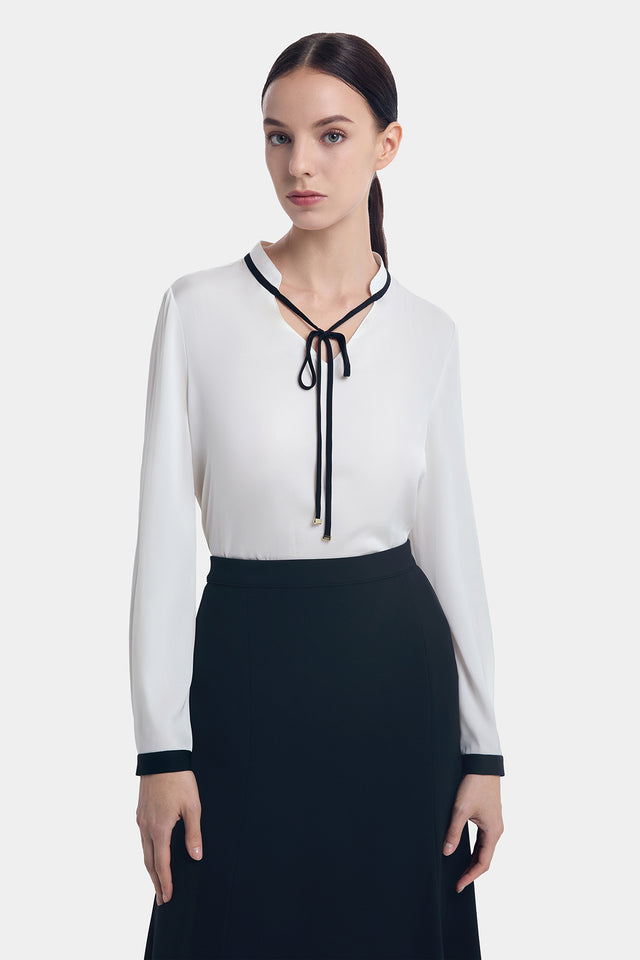 ports 1961 SOPHISTICATED SILK SHIRT CREAM