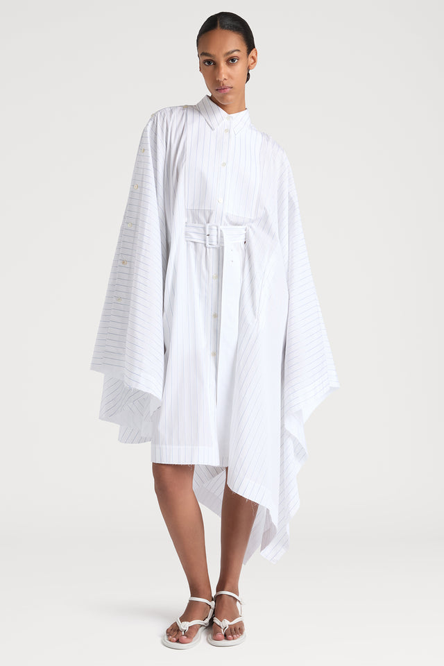 Ports 1961 STRIPE SHIRT DRESS 018-WHT&BLUE