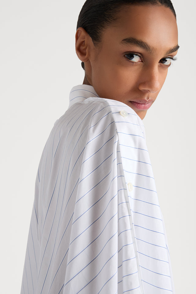 Ports 1961 STRIPE SHIRT DRESS 018-WHT&BLUE