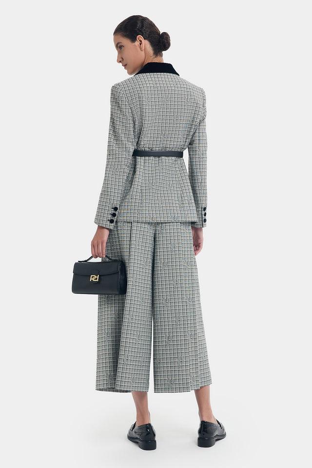 Ports 1961 STYLISH CHECKED PANTS BLK WHT CHECK