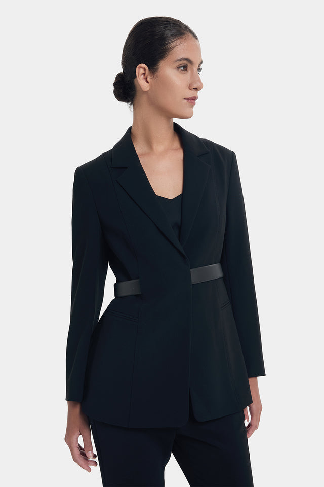 ports 1961 TAILORED BELT BLAZER BLACK