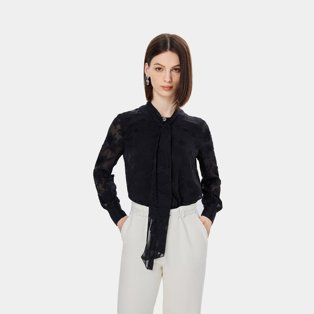 Ports 1961 TIE-FRONT SHIRT BLACK