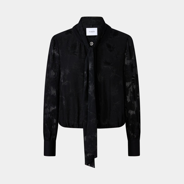 ports 1961 TIE-FRONT SHIRT BLACK