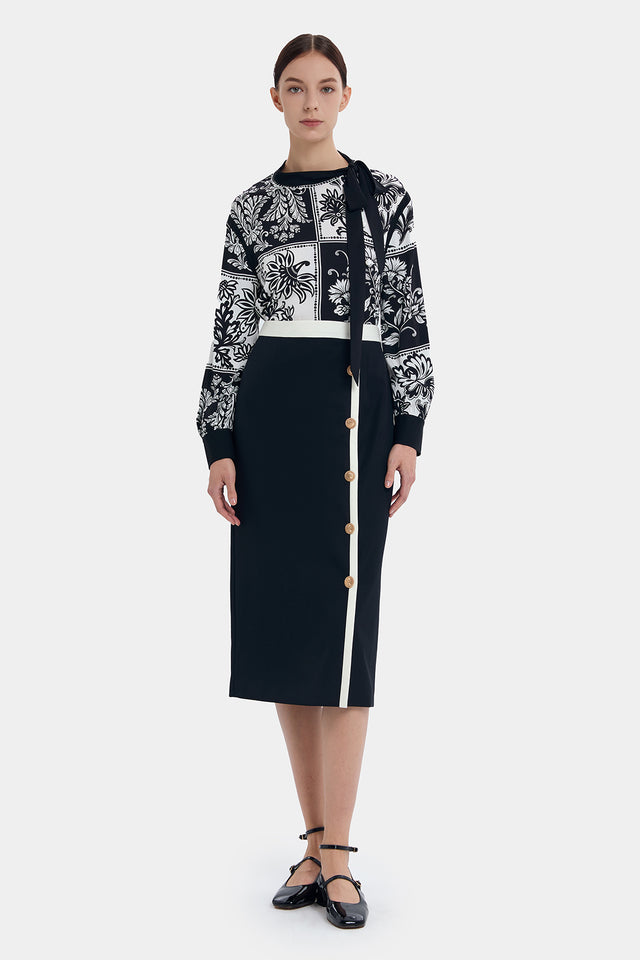 ports 1961 TIMELESS RETRO PENCIL SKIRT BLACK