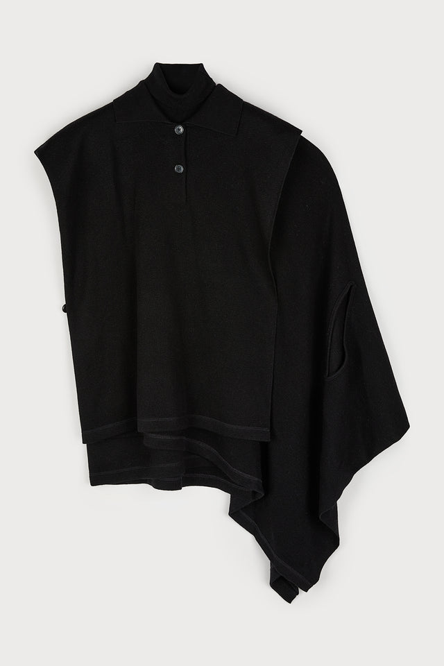 ports 1961 TURTLENECK CAPE SWEATER 999-BLACK