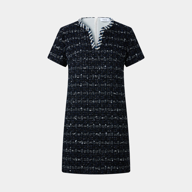 ports 1961 TWEED PATTERNED DRESS NAVY MIX