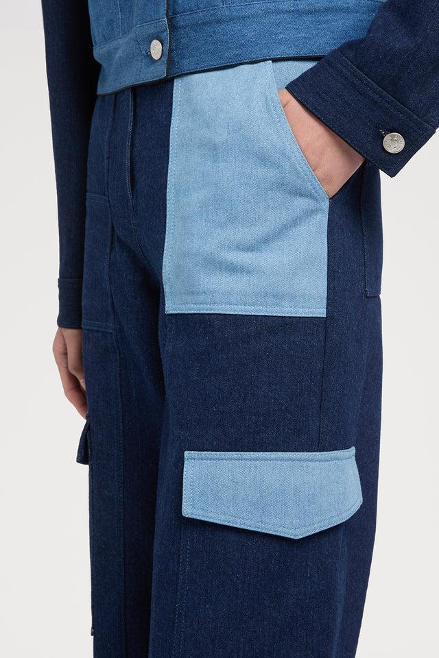 Ports 1961 TWO-TONE DENIM JEANS 08G-BLUE MIX