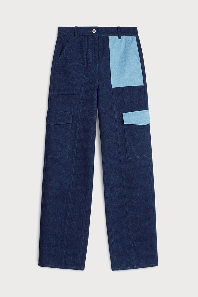 ports 1961 TWO-TONE DENIM JEANS 08G-BLUE MIX
