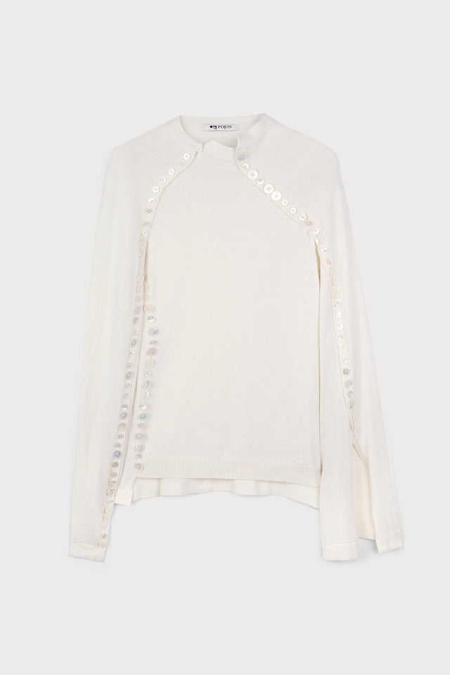 ports 1961 WHITE BUTTONS SLEEVE KNITWEAR 171-IVORY