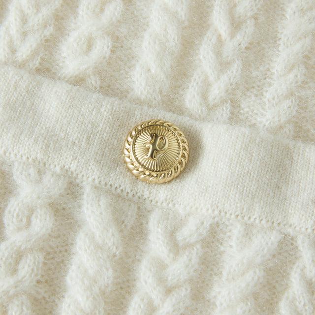 Ports 1961 WHITE CABLE KNIT CARDIGAN CREAM