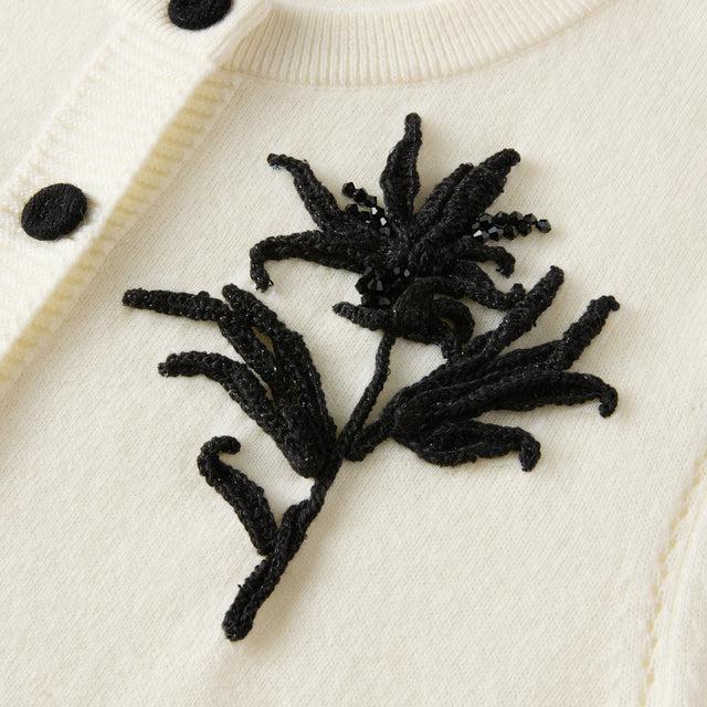 Ports 1961 WHITE FLORAL CARDIGAN CREAM