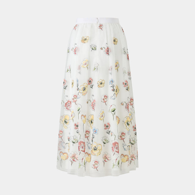 Ports 1961 WHITE FLORAL DELIGHT SKIRT CREAM MIX