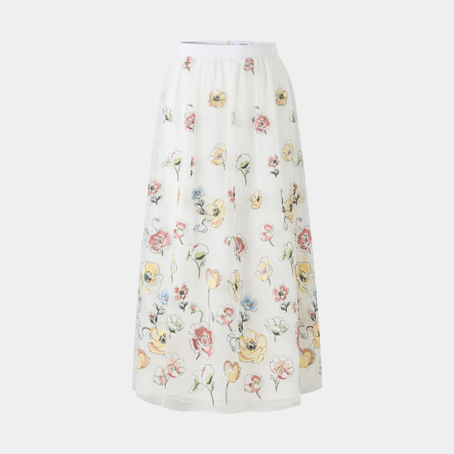 ports 1961 WHITE FLORAL DELIGHT SKIRT CREAM MIX
