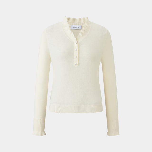 ports 1961 WHITE HENLEY KNITWEAR CREAM