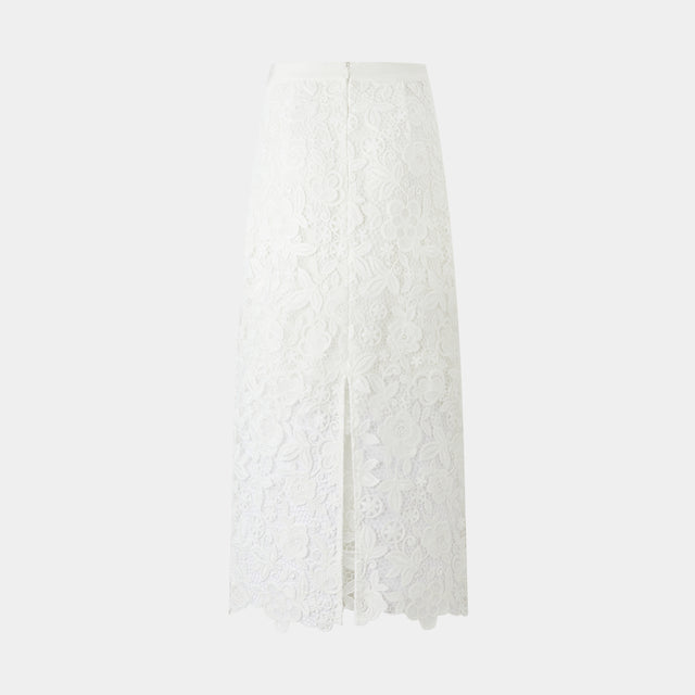 Ports 1961 WHITE LACE PENCIL SKIRT WHITE