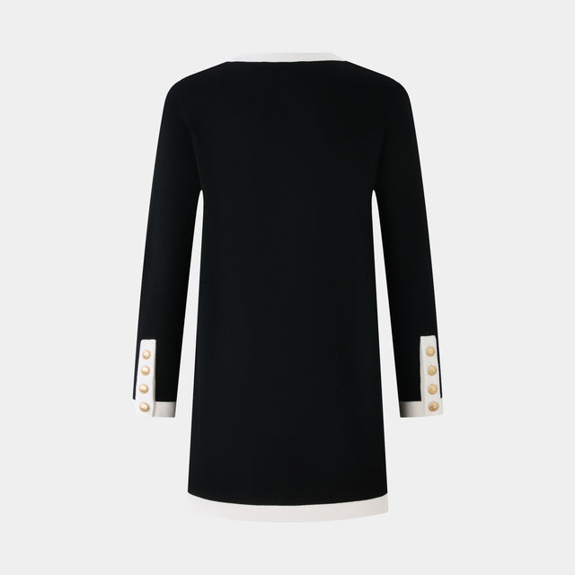 Ports 1961 WHITE TRIMMING CARDIGAN BLACK