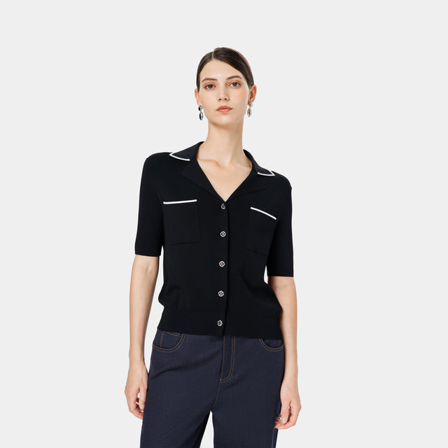 Ports 1961 WHITE TRIMMING SHIRT KNIT BLACK