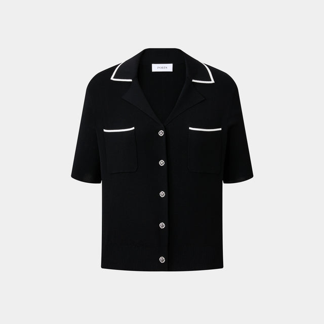 ports 1961 WHITE TRIMMING SHIRT KNIT BLACK
