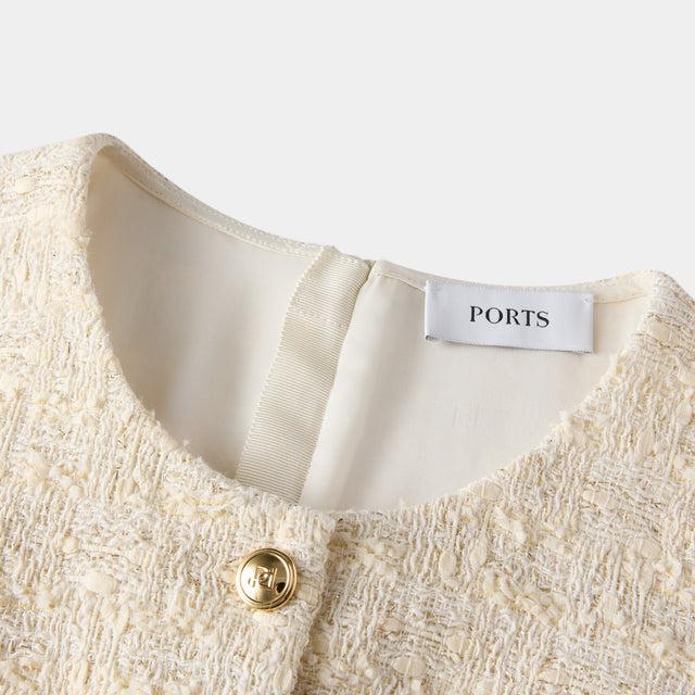 Ports 1961 WHITE TWEED DRESS PEAR SORBET MIX