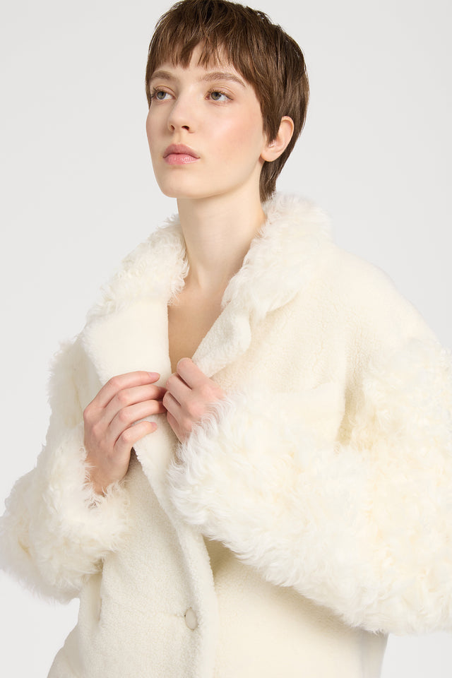 Ports 1961 WHITE WOOLFELL COAT 171-IVORY
