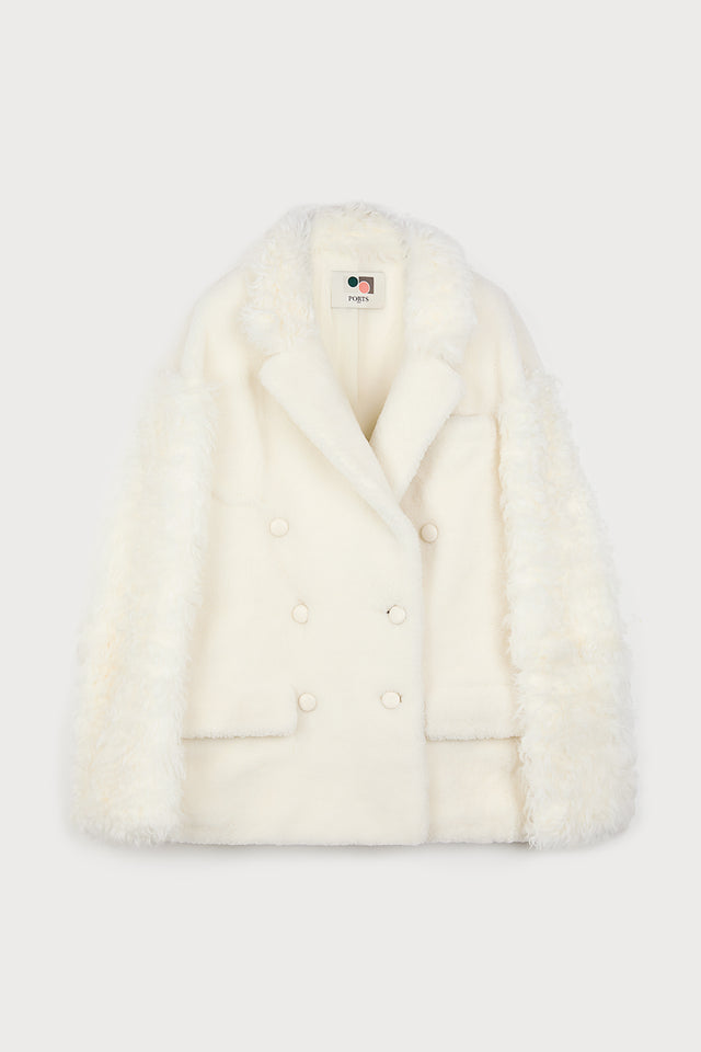 ports 1961 WHITE WOOLFELL COAT 171-IVORY
