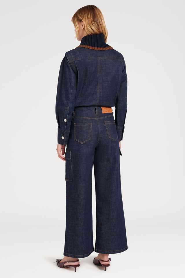 Ports 1961 WIDE-LEG DENIM JEANS 889-INDIGO DENIM