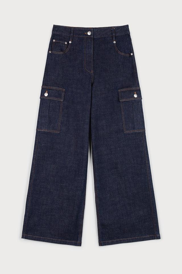 ports 1961 WIDE-LEG DENIM JEANS 889-INDIGO DENIM