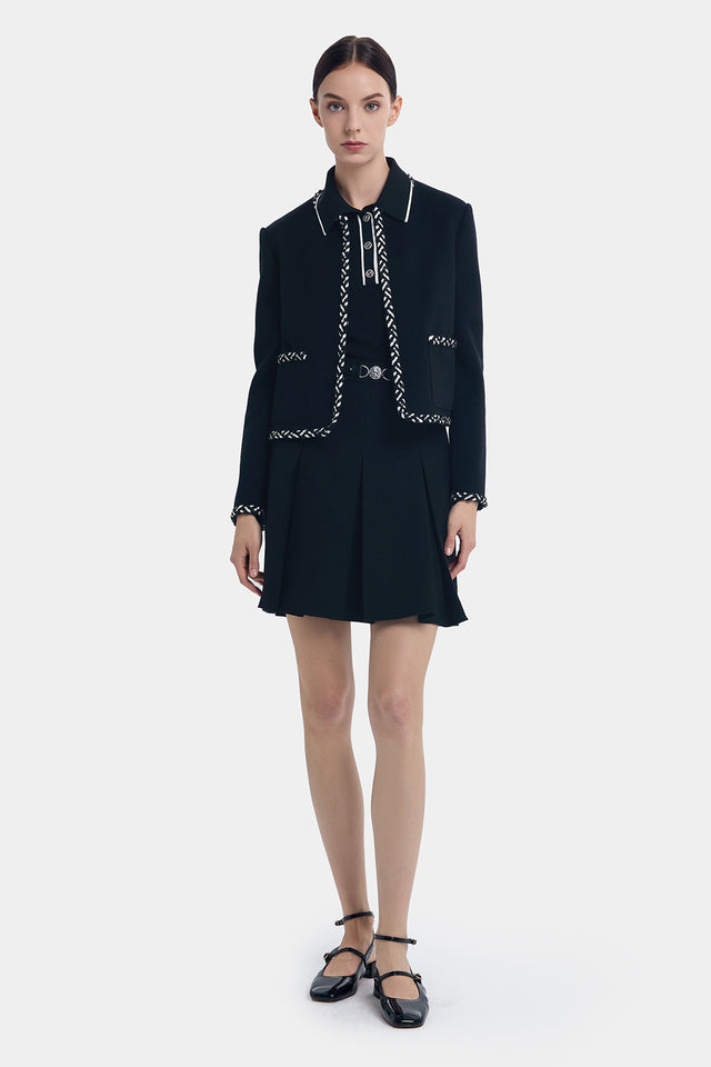 Ports 1961 WOOL CASHMERE TRIMMING COAT BLACK