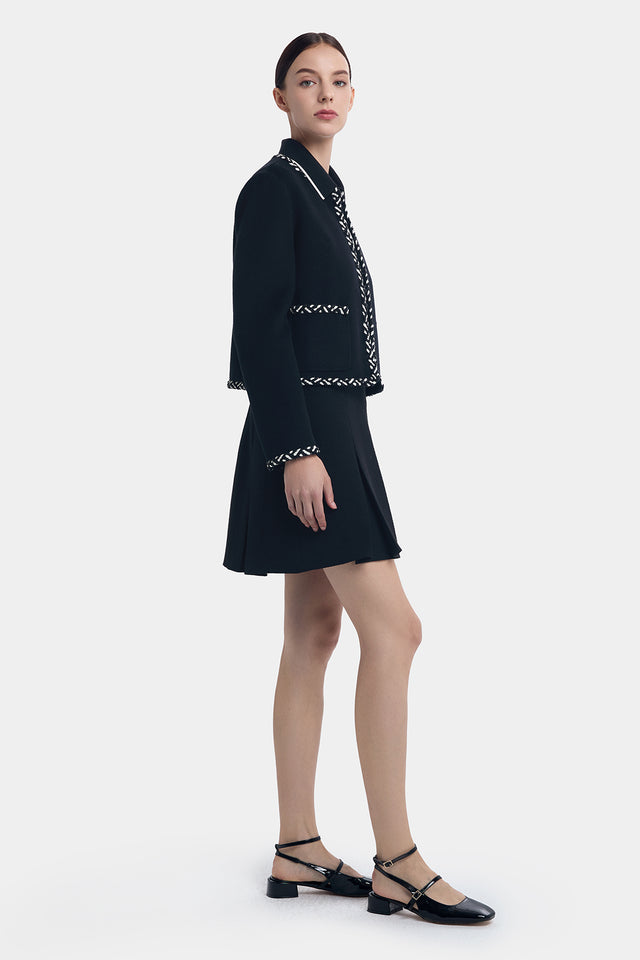 Ports 1961 WOOL CASHMERE TRIMMING COAT BLACK