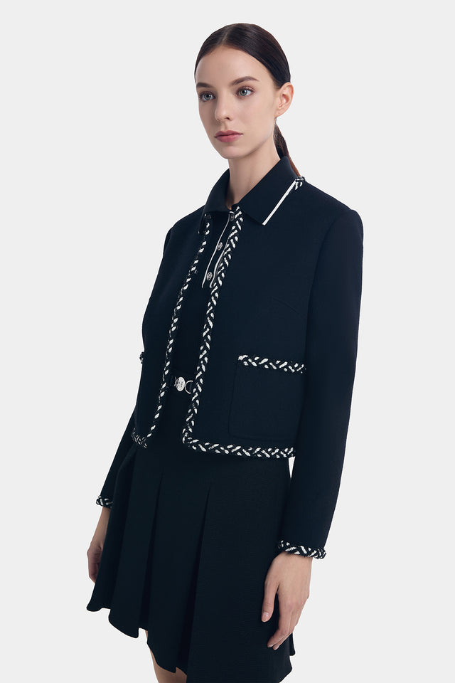 ports 1961 WOOL CASHMERE TRIMMING COAT BLACK