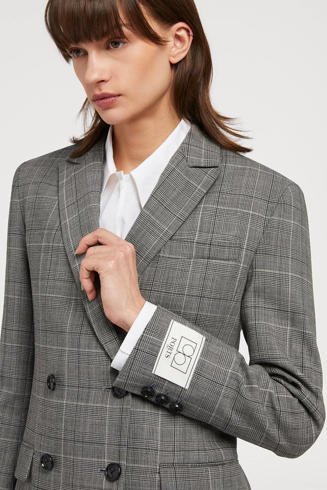 Ports 1961 WOOL CHECKED BLAZER B96-GREYS MIX
